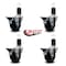 Service Caster 3.5'' Soft Rubber Swivel 1-5/8'' Expanding Stem Caster Set with Brake, 4PK SCC-EX20S3514-SRS-PLB-158-4 - alternate 3